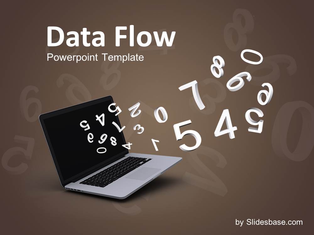 data flow 3d numbers laptop analytical math science laptop calculcate powerpoint template 1