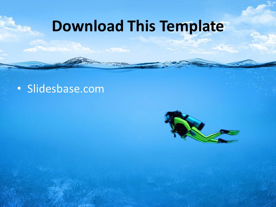 underwater sea life vacation ocean fish submarine diving dish blue powerpoint template Slide1 5