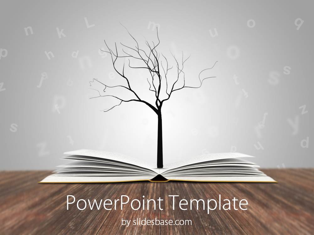 book tree education knowledge reading writing learning school teacher powerpoint template Slide1 1