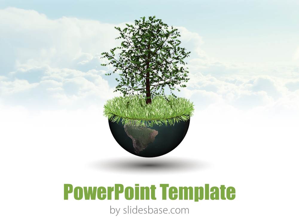 world growth global economy 3d world globe tree nature business powerpoint template plant Slide1 1