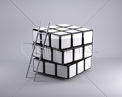 blank-rubiks-cube-with-ladder-engineering-creative-thinking-idea-stock-photo