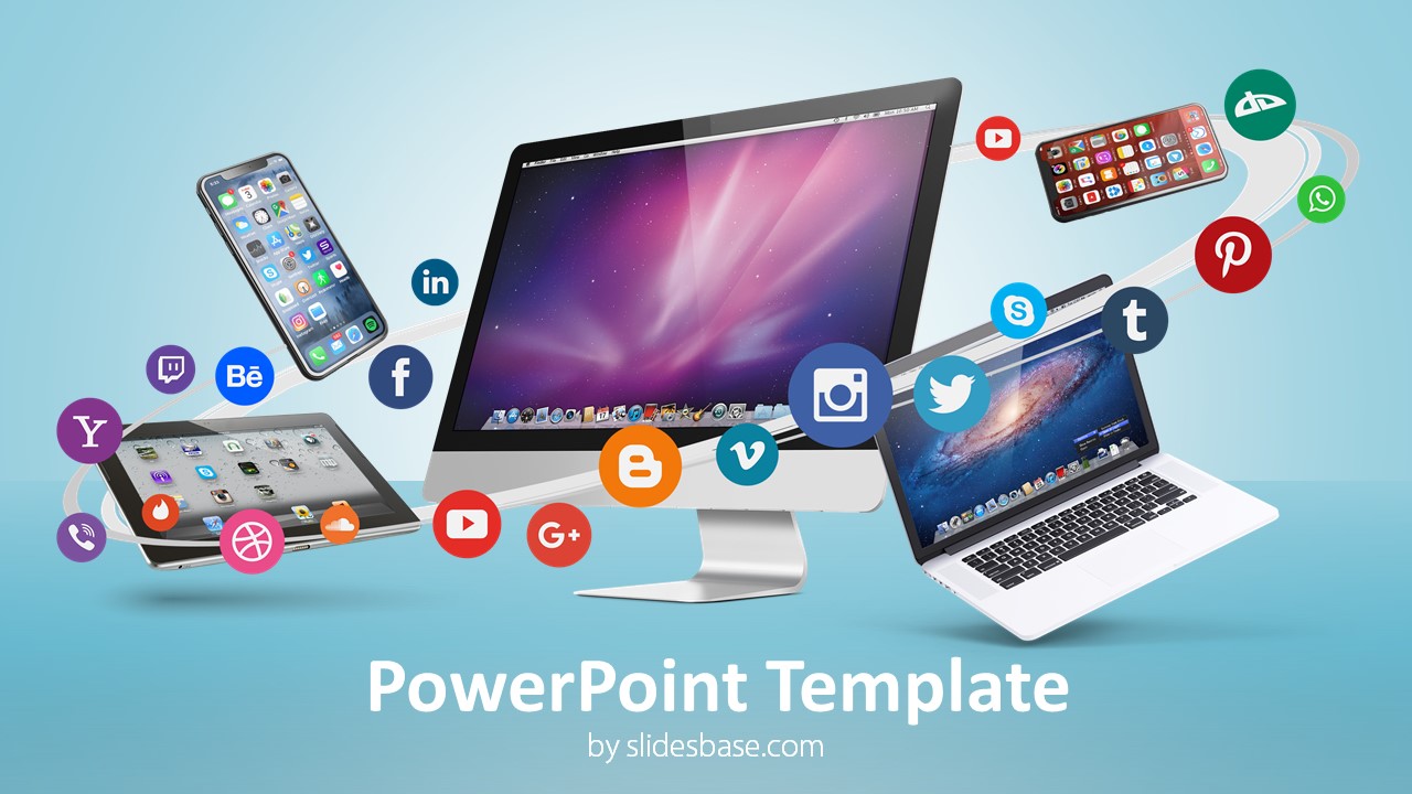 Digital Business Social Media Powerpoint Template Slidesbase