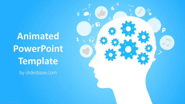 Animated Head with Cogs PowerPoint Template | Slidesbase