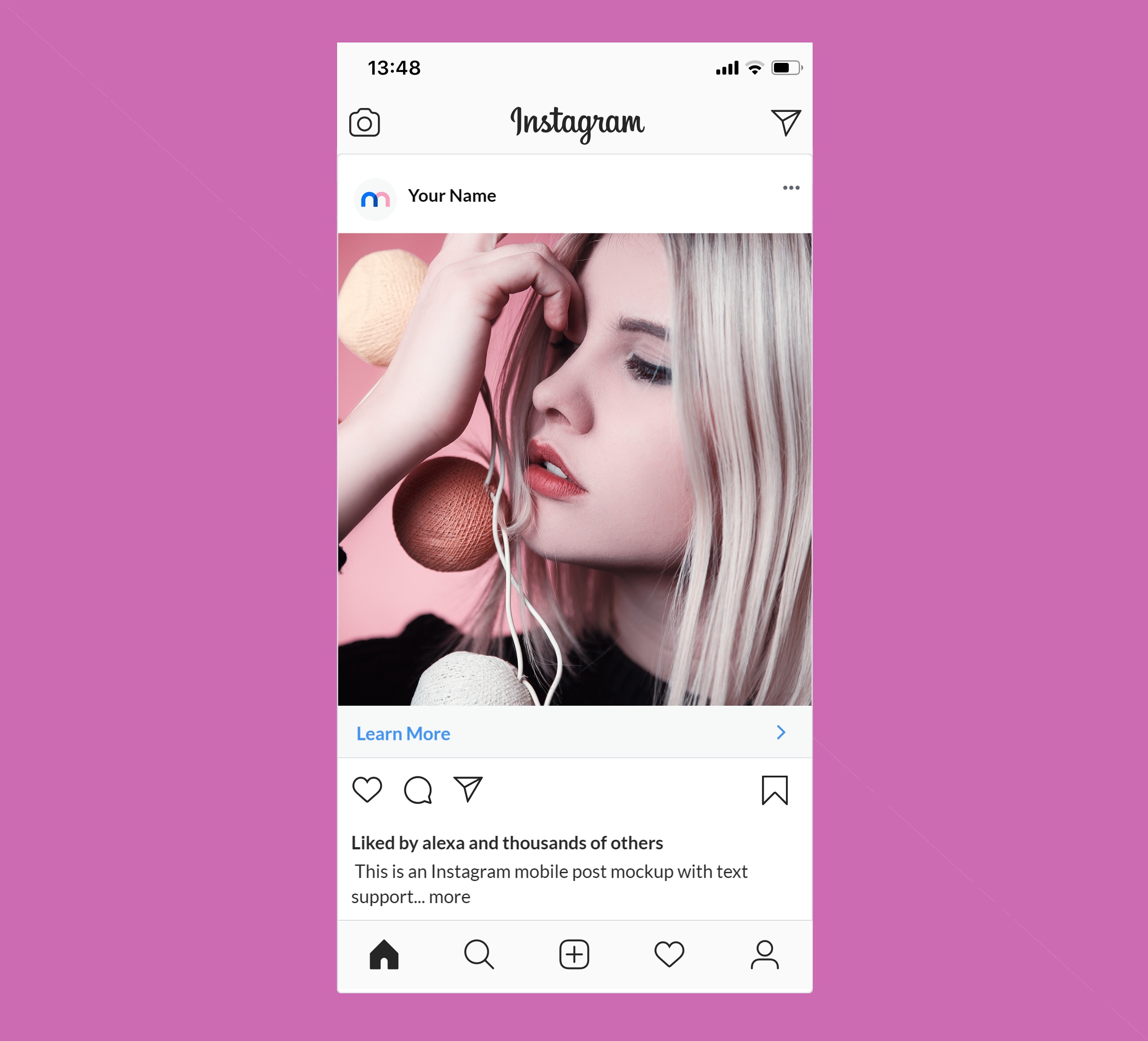 Instagram Profile Mockup (Mobile) - Mediamodifier