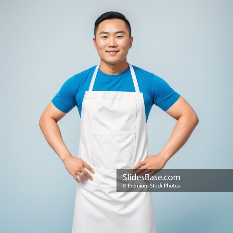 Asian Baker Man Posing With Apron