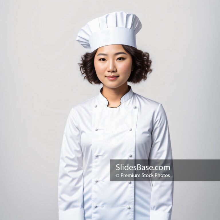 Asian Cook Woman In White Chef Uniform