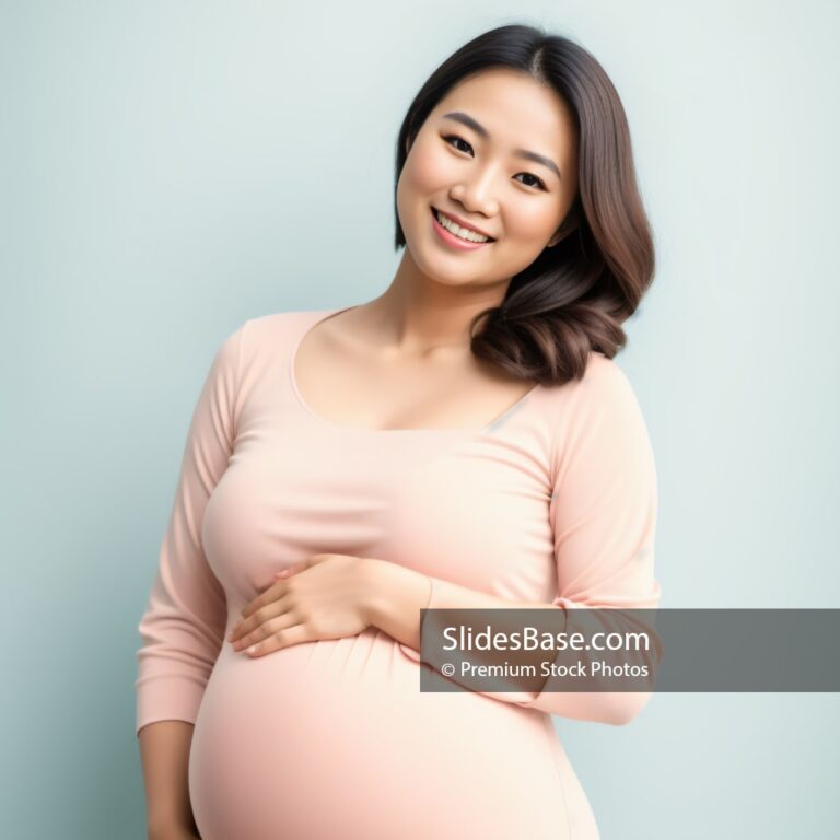 Happy Smiling Pregnant Asian Woman