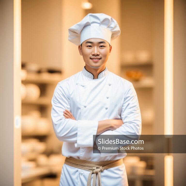 Happy Asian Male Cook Stock Photo