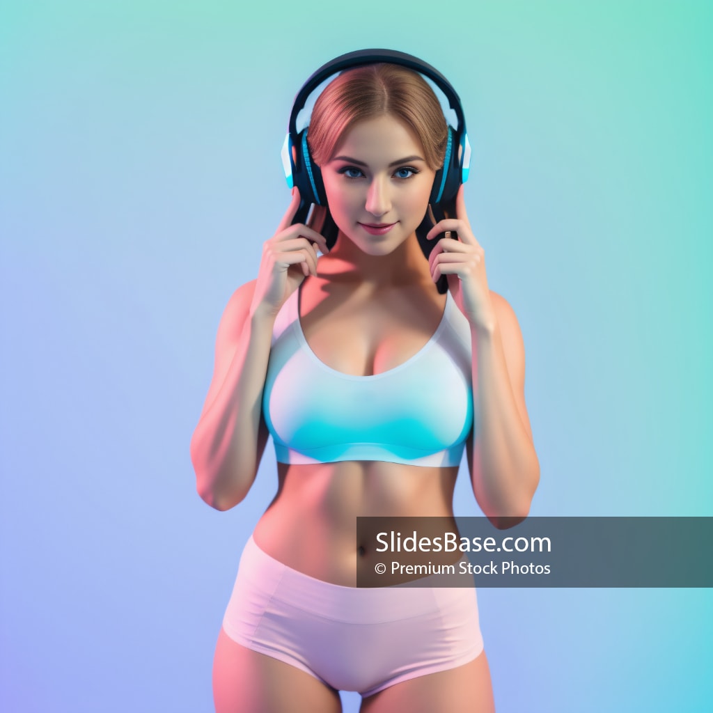 Sexy Gamer Girl With Headphones And Underwear Slidesbase