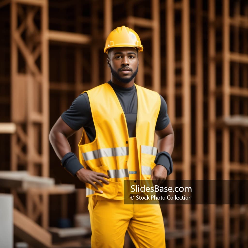 Professional Black Construction Worker Standing