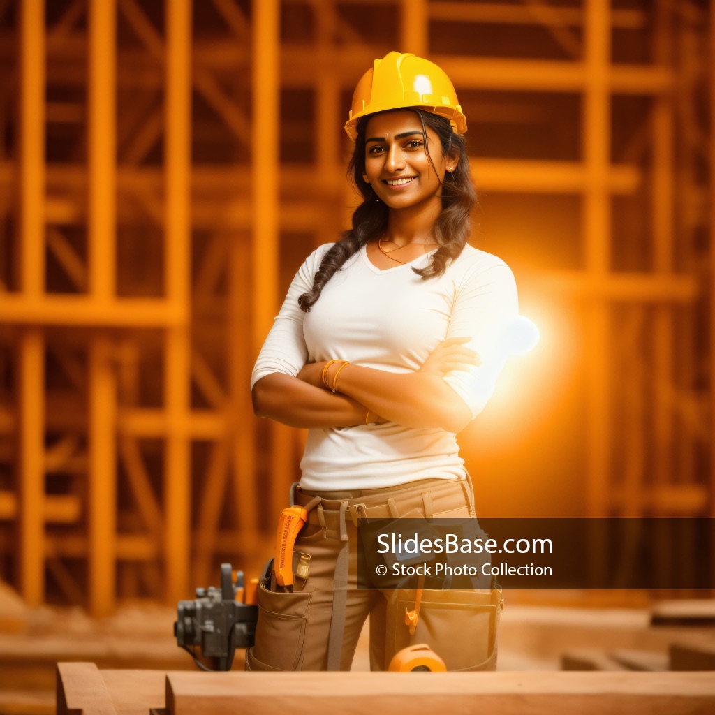 Happy Homebuilder Indian Woman Stock Photo