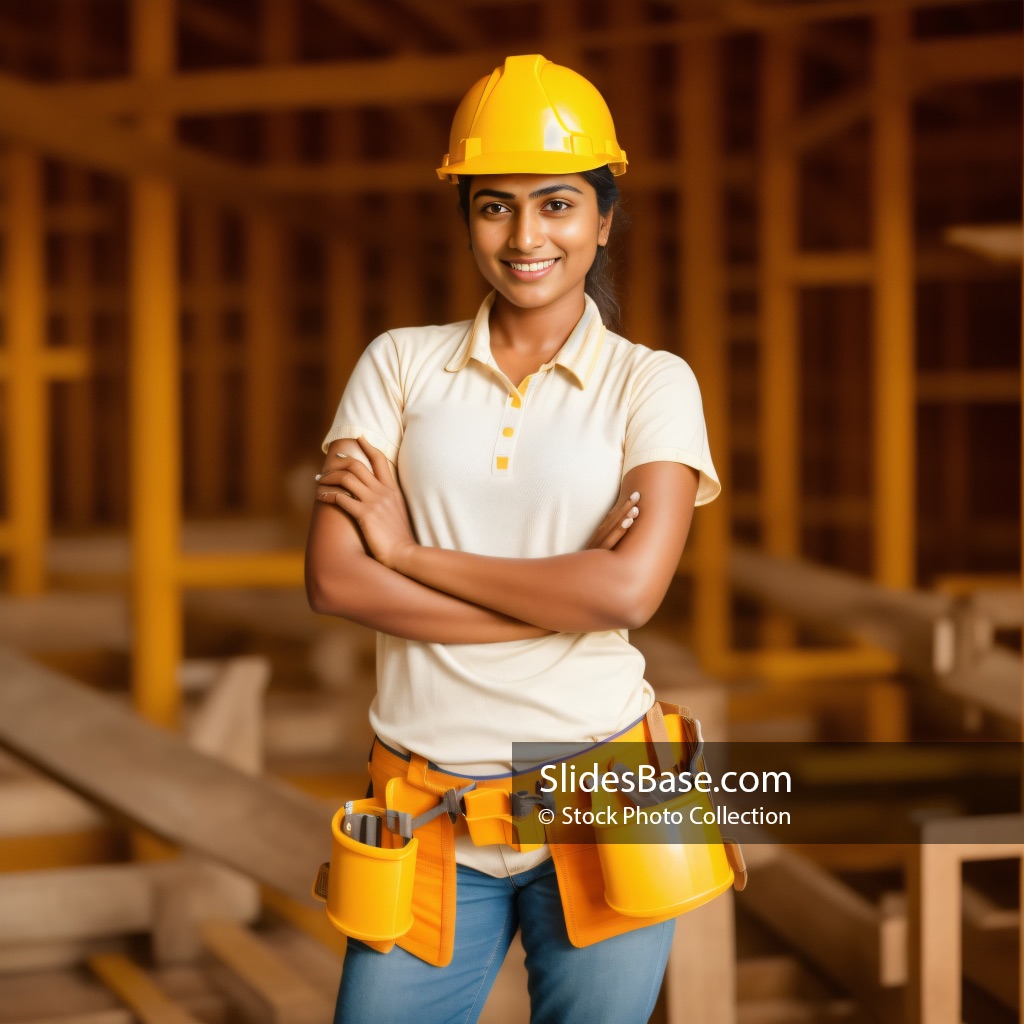 Confident Indian Construction Worker Woman