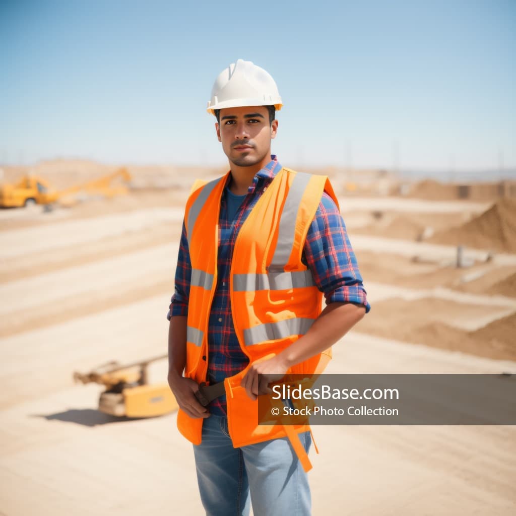 Latin Worker on Construction Site Background