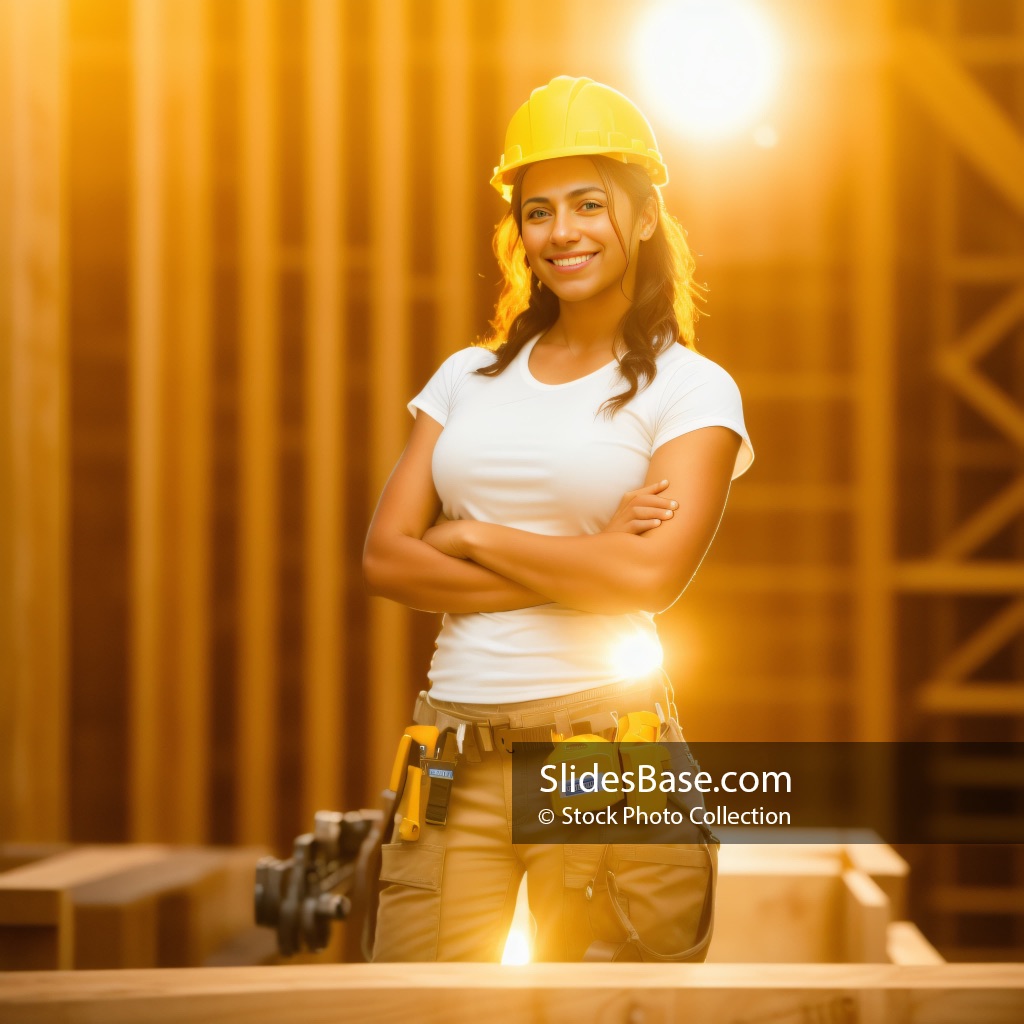 Happy Housebuilder Woman Stock Photo