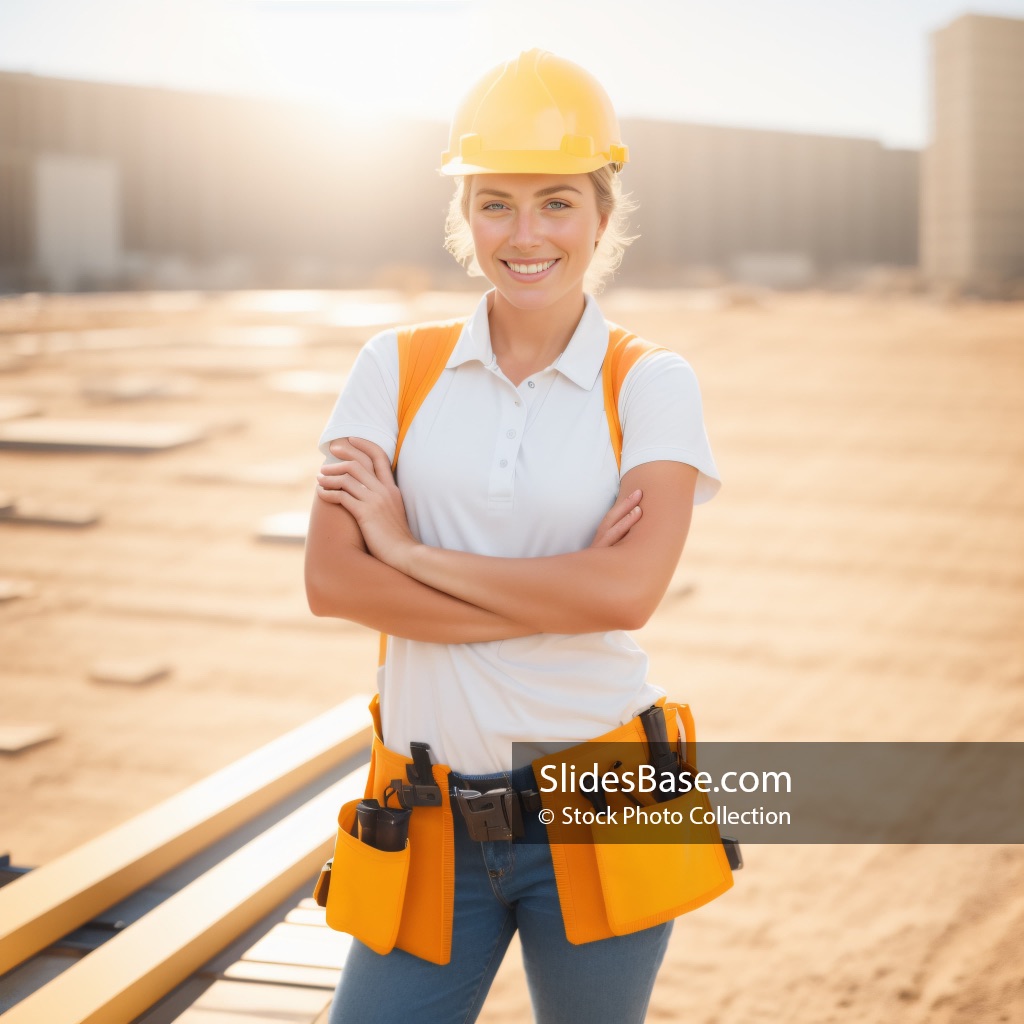 Young Woman Construction Worker on Development Site