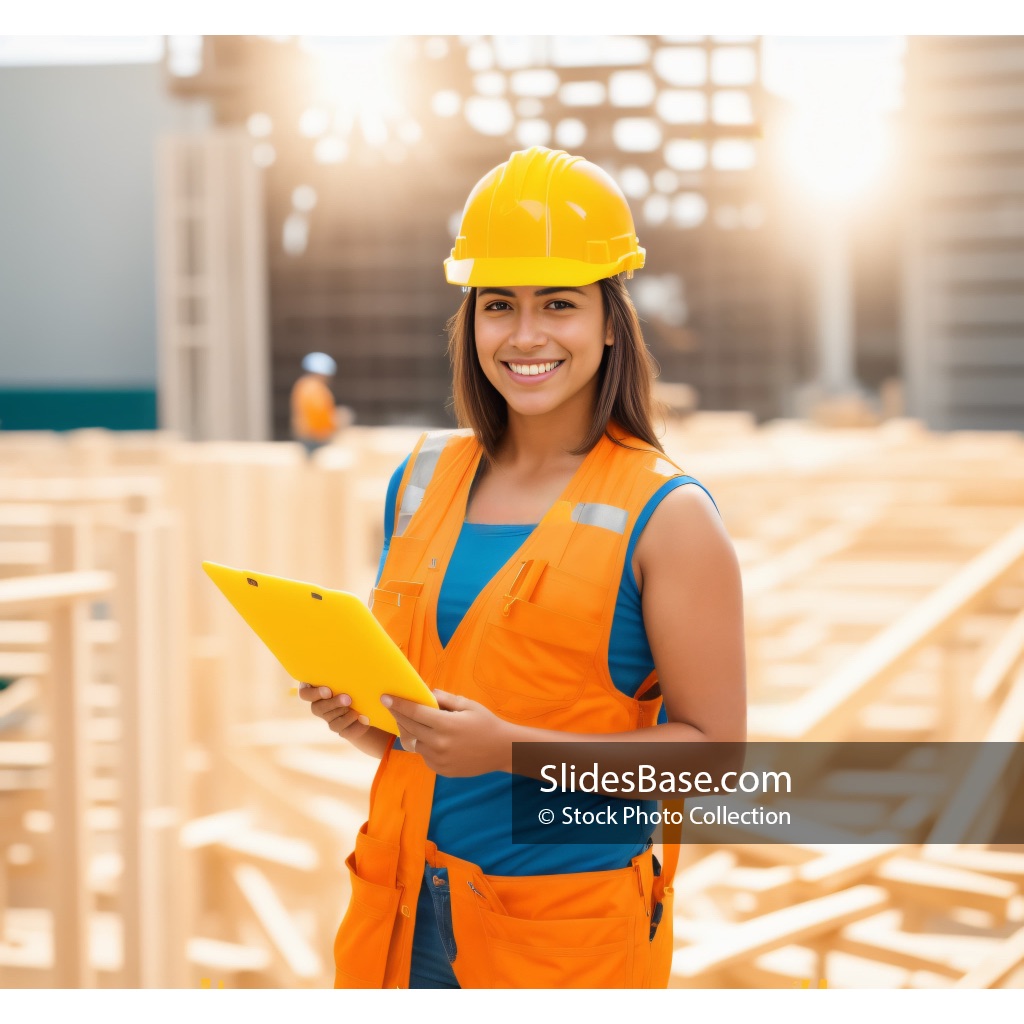 Young Latin Construction Worker Manager Woman