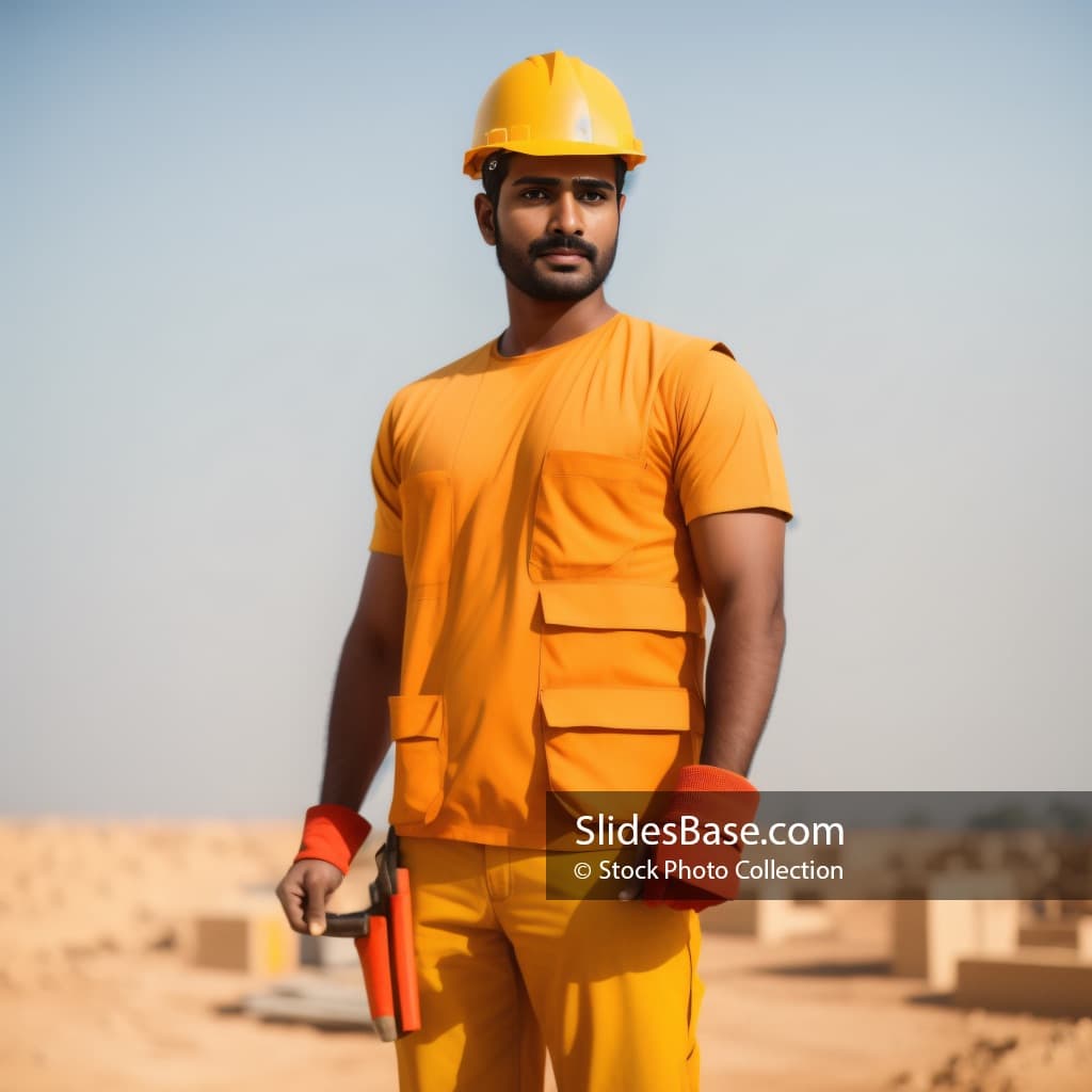 Confident Indian Construction Worker Arms Crossed