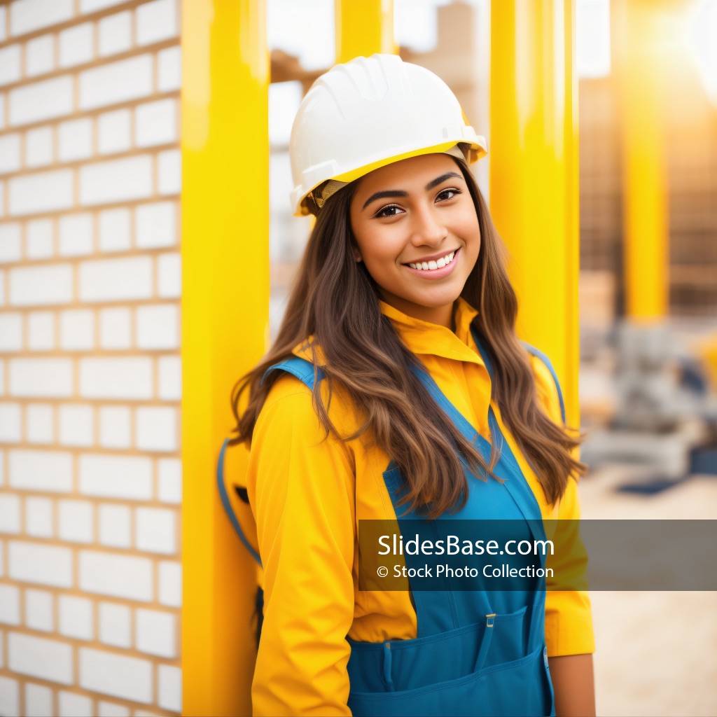 Young Latin Woman Smiling on Construction Site