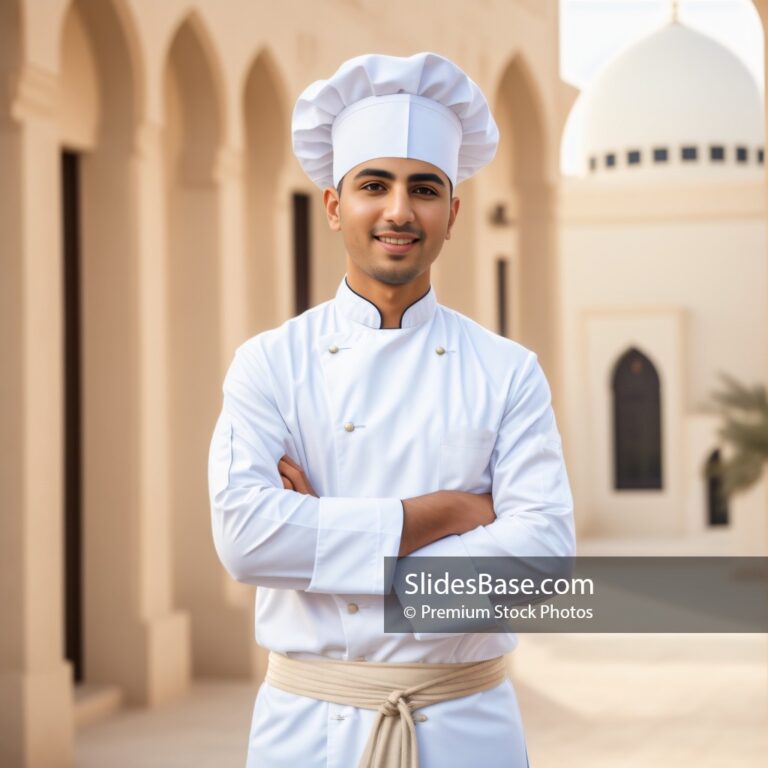 Happy Arab Chef Man Posing Outdoors