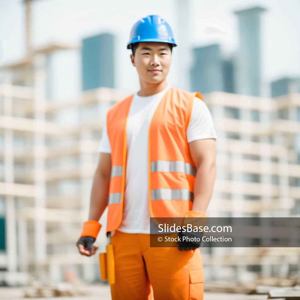 Confident Asian Construction Worker