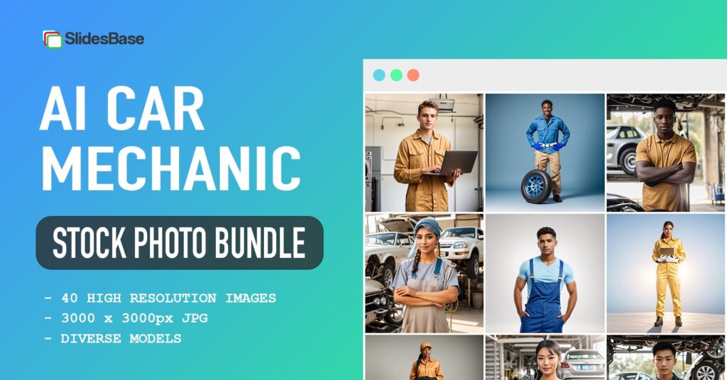 Car mechanic woman man AI generated stock photo pack