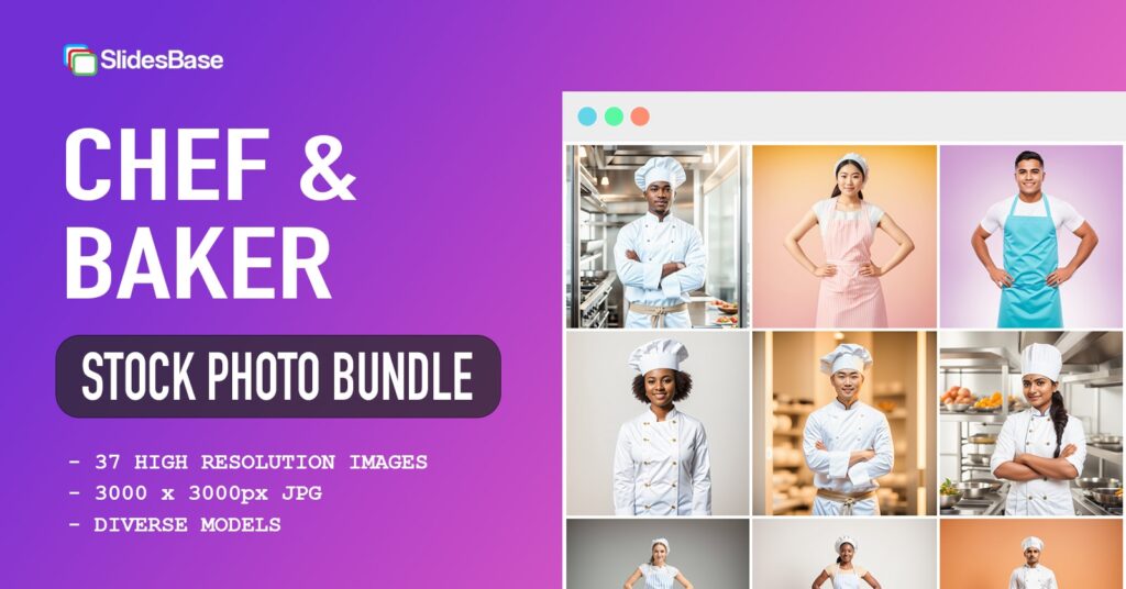 Diverse chefs and bakers photo bundle